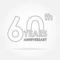 60 years anniversary sign or label. Template for celebration and congratulation design. Outline vector illustration of 60th annive